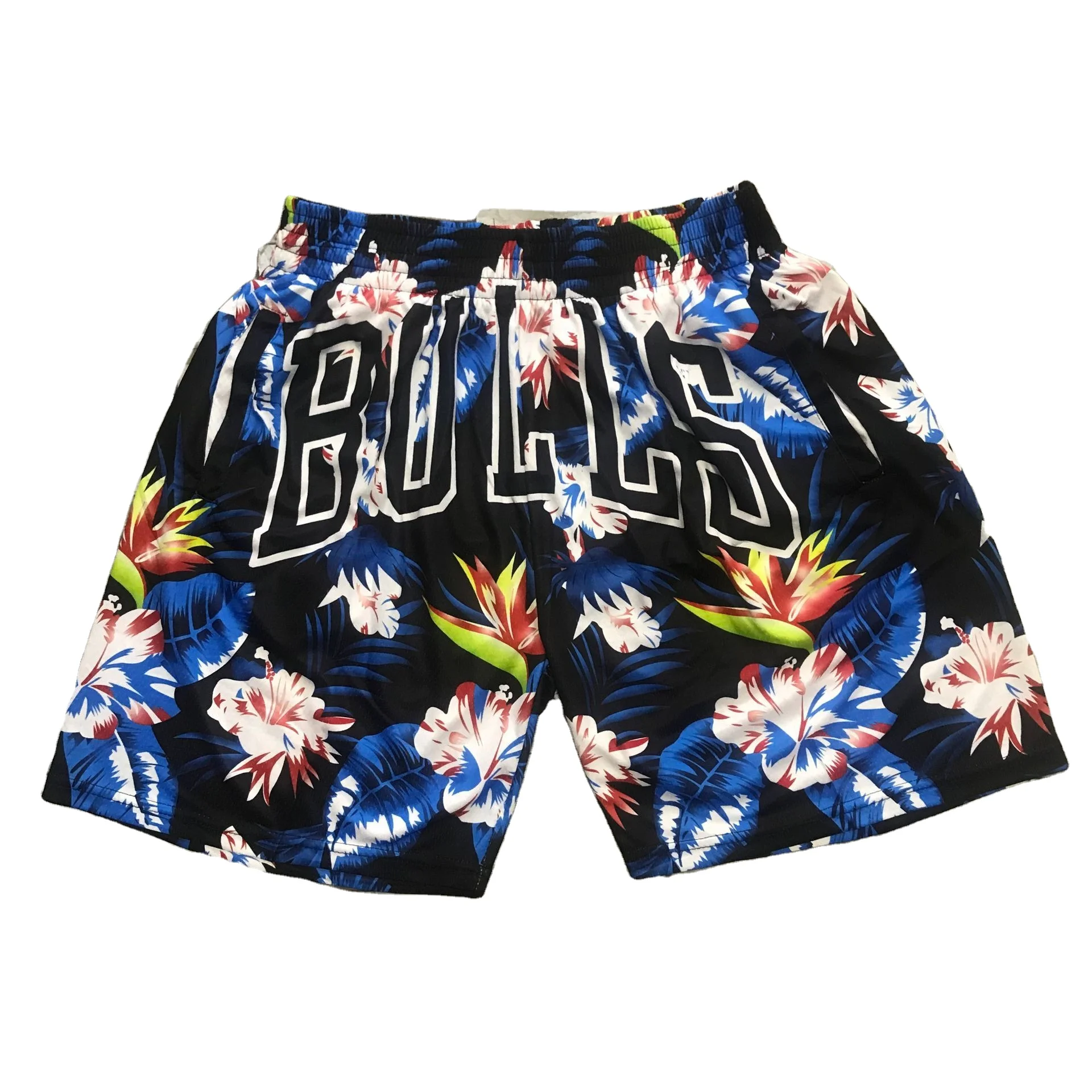
2021 flower print basketball shorts with logo retro classical shorts with pockets high quality wholesale basketball shorts mens 
