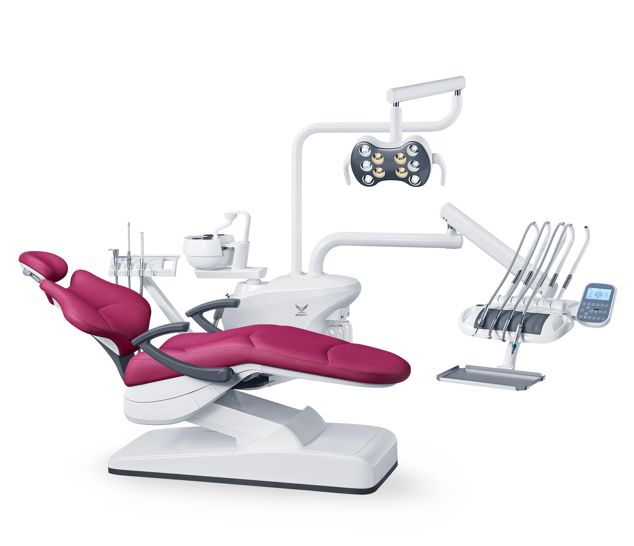 Gladent hydraulic dental chair 3 way syringe doctor tray Dental unit Butterfly tricolor Lamp