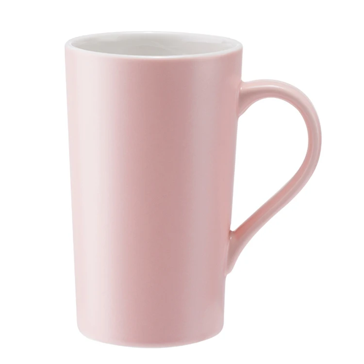 Wholesale custom oversize color glazed pink ceramic coffee mug with handle