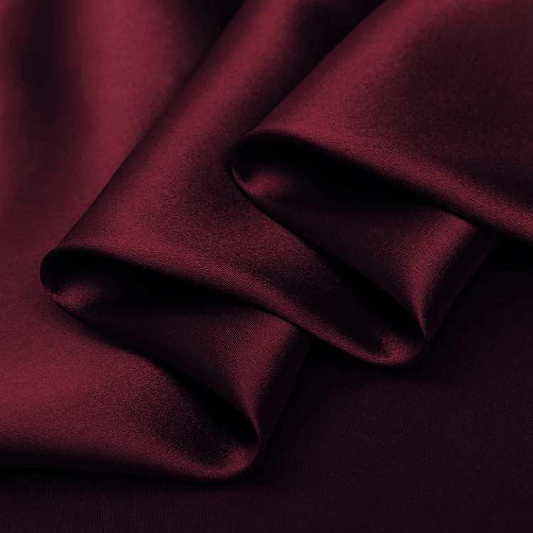 Тяжелая шелковая ткань 30 мм атласная шармёз ширина 45 дюймов № винно-красного цвета