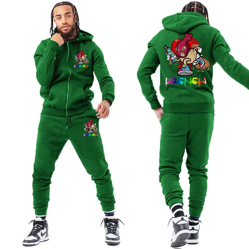 custom  streetwear mens sweat suits outdoor cotton jogger sweatsuit two piece tech fleece unisextracksuit set