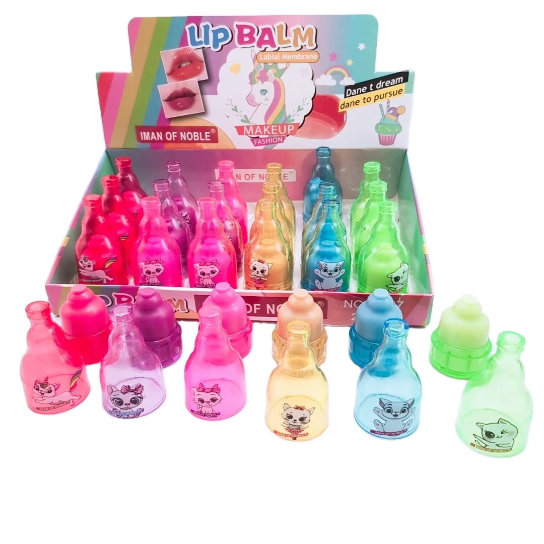 Best-selling long acting hydrating six color beer bottle kitten Lip balm Private label  waterproof and long-lasting