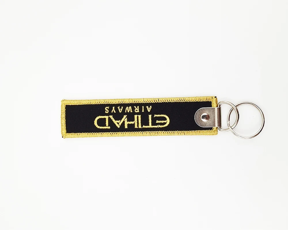 Custom  Logo Fabric Embroidery woven keychains Whistles Lanyard Motorcycle carabiner clip Keychain custom key chains