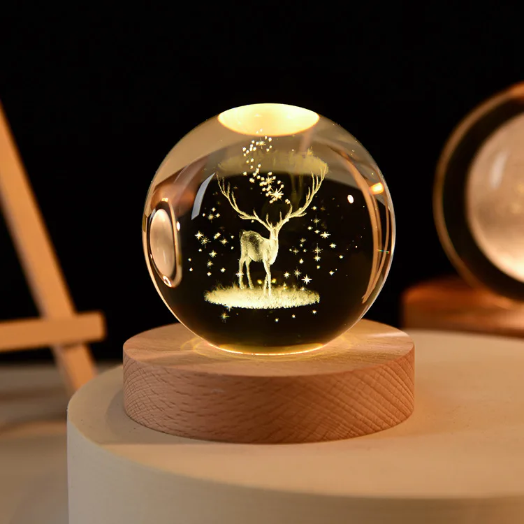 3D Галактическая солнечная система, уникальное освещение в виде хрустального шара, светодиодная Ночная лампа со светодиодной подсветкой, ночная лампа, подставка