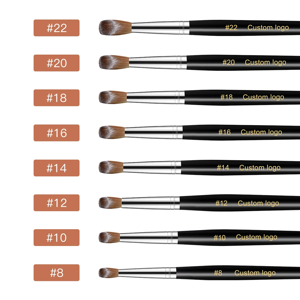 Top Quality New Nail Brush White Black Wood Custom Private Label Sable Kolinsky Acrylic Nail Brush Crimped Round #8 10 12 14 16