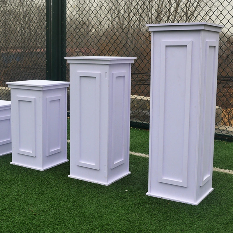 PVC White Square Column Wedding Road Lead European Roman Column For Wedding