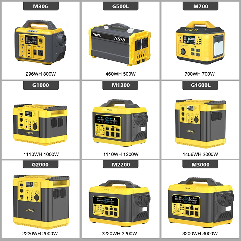 Lipower 1000w 1200w 2000w 2200w 3000w Power Supply Lifepo4 Battery Portable Solar Power Station
