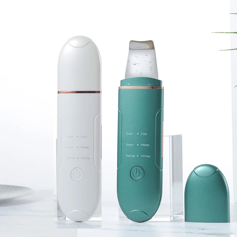 
Amazon hot sale face cleaner rechargeable ion facial skin scrubber ultrasonic face spatula 