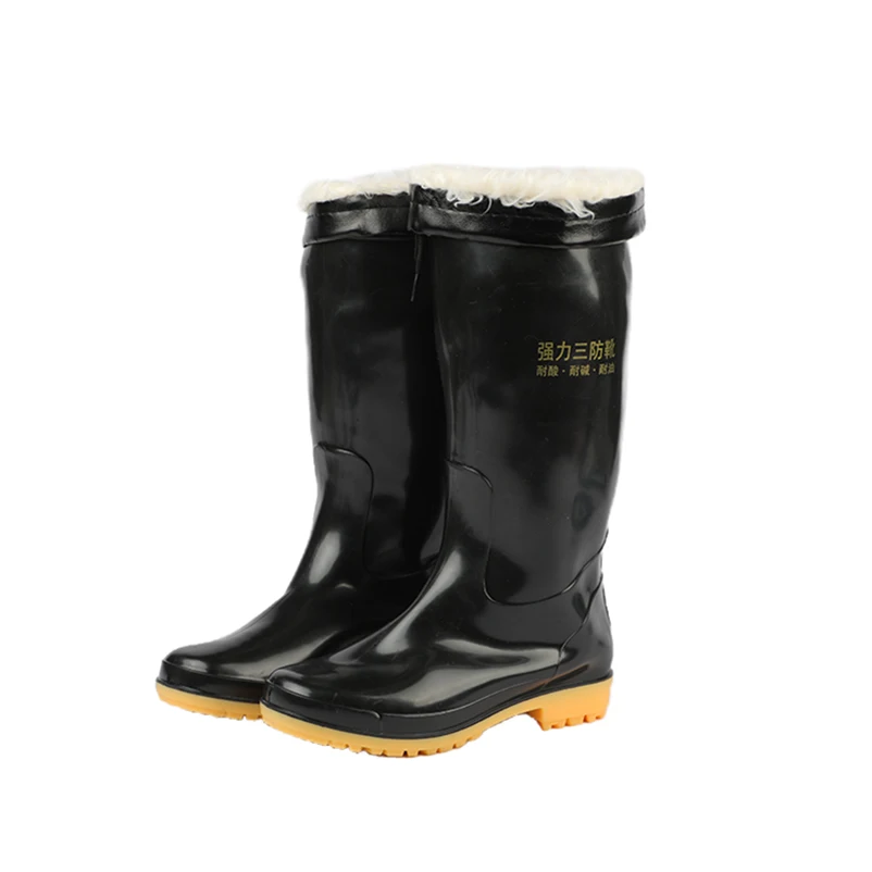 Customized Work Safety Boot For Men Women With Steel Toe Warm Cotton Lining Waterproof Anti Slip Mud Pvc Rain Boots