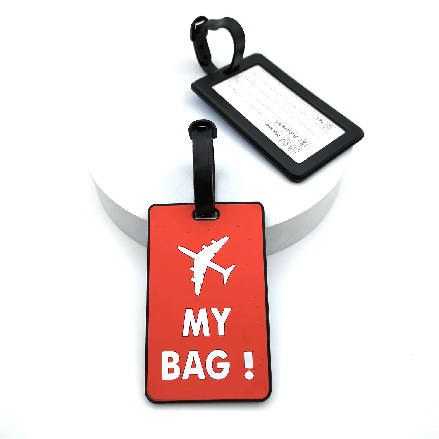Custom Logo Soft Rubber PVC Suitcase Baggage Tag Name ID Card Labels Luggage Travel Tag