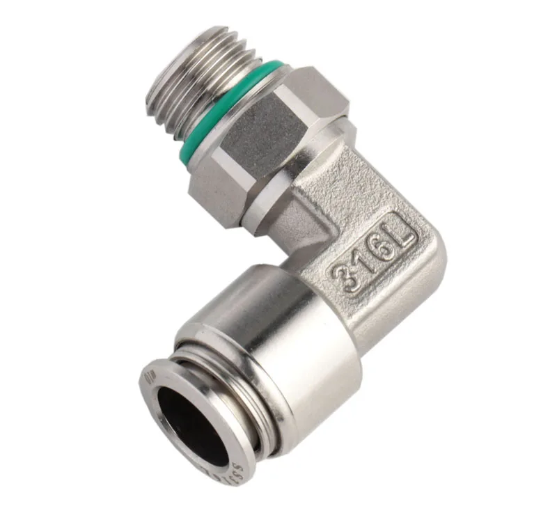12mm 14mm 16mm & G02 G03 G04 G Thread Male Elbow Stainless Steel Inox SS316L Pneumatic Push to Connect Fittings