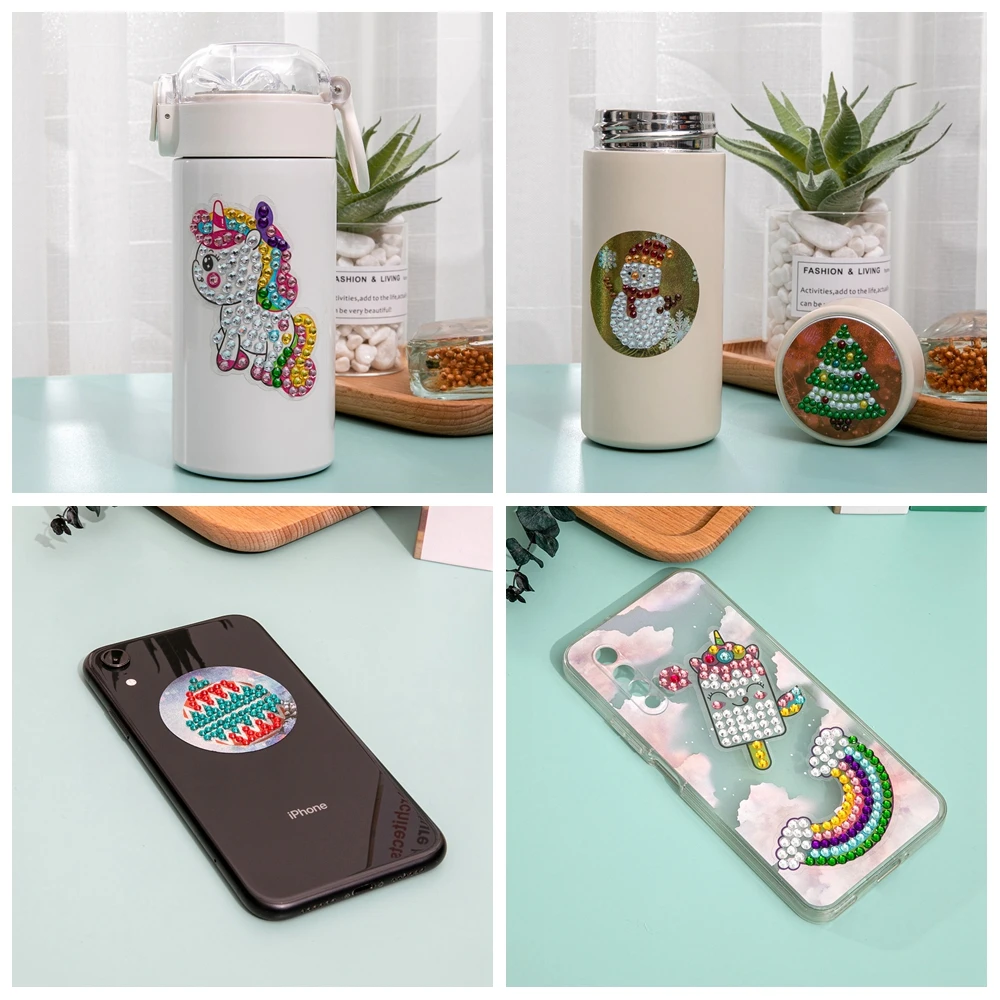 5D Diamond Painting Stickers Sets Cartoon Lollipop Ice Cream Unicorn Strawberry Mosaic Stickers DIY Creative Crafts Kids Gift