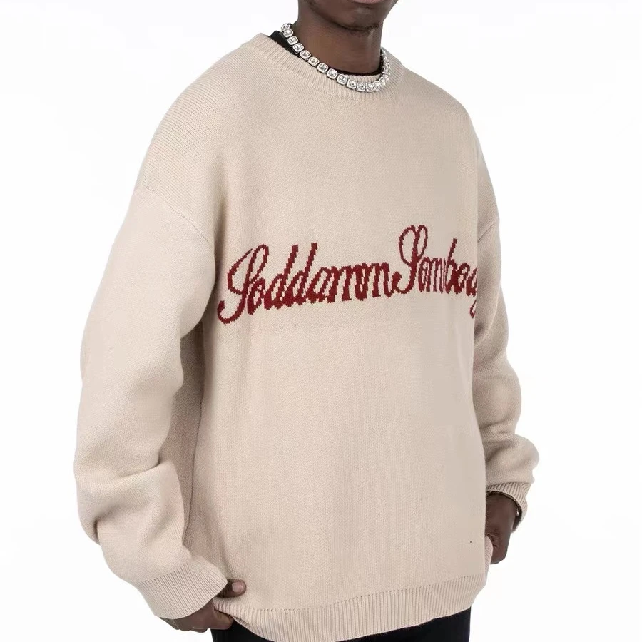 Chinese factory OEM accept small order logo custom jacquard knit sweater