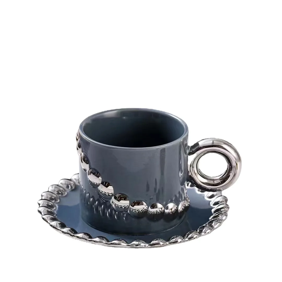 New Fashion Custom Design 11oz 320ml Coffee & Milk Mug Ceramic Handle Coffee Cup With Saucer