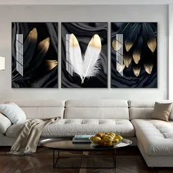 New product factory selling black and white feather book crystal porcelain decorative painting wall art painting