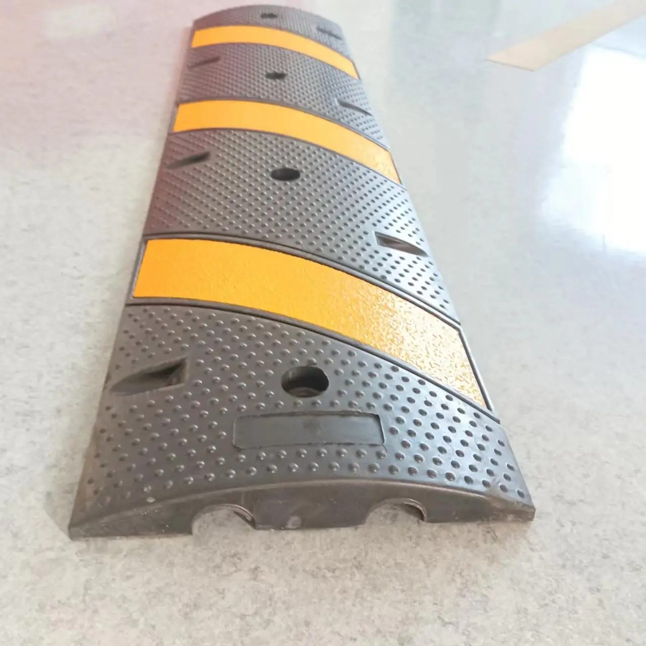 4 Foot Rubber Speed Bumps Humps 2 Channel with Scatter Glass Reflective Yellow