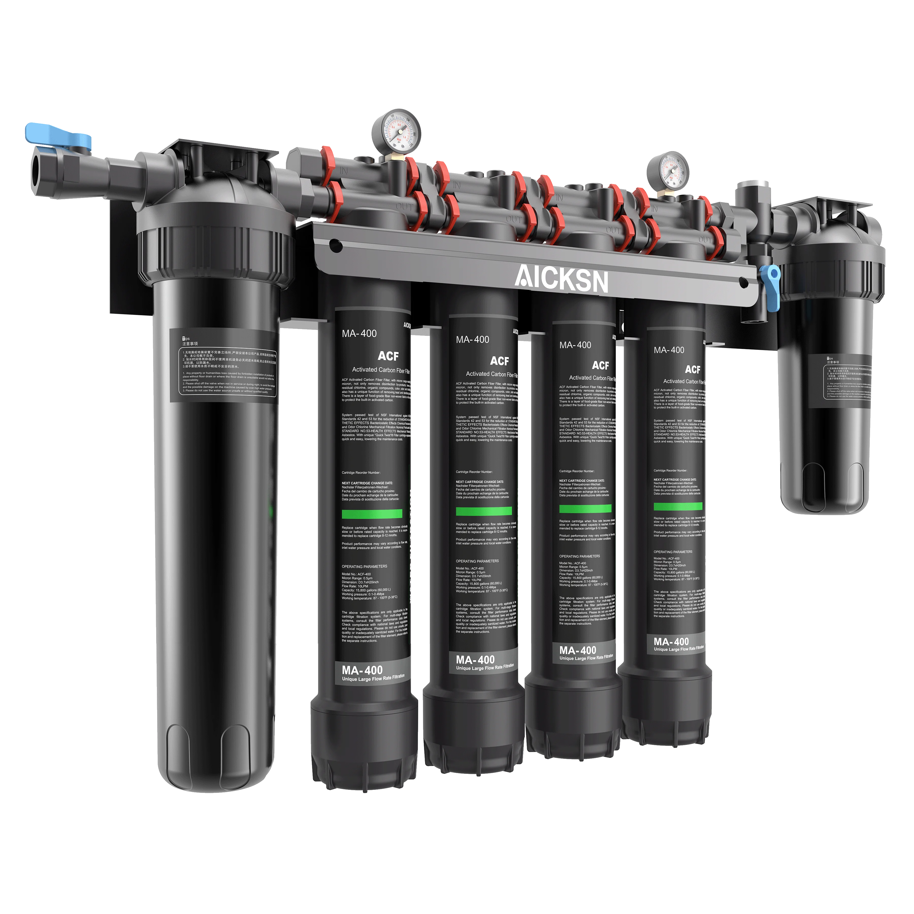 Aicksn 4 Stage Commercial C4-400 Water Filtration System Large Flow Golden Supplier Water Treatment Machinery Equipment