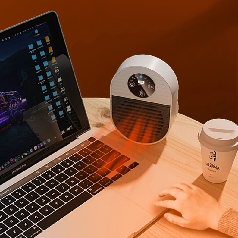 Electric Heater Adjustable Thermostat Personal Space Ptc Heating Portable Mini Desktop Fan chauffage