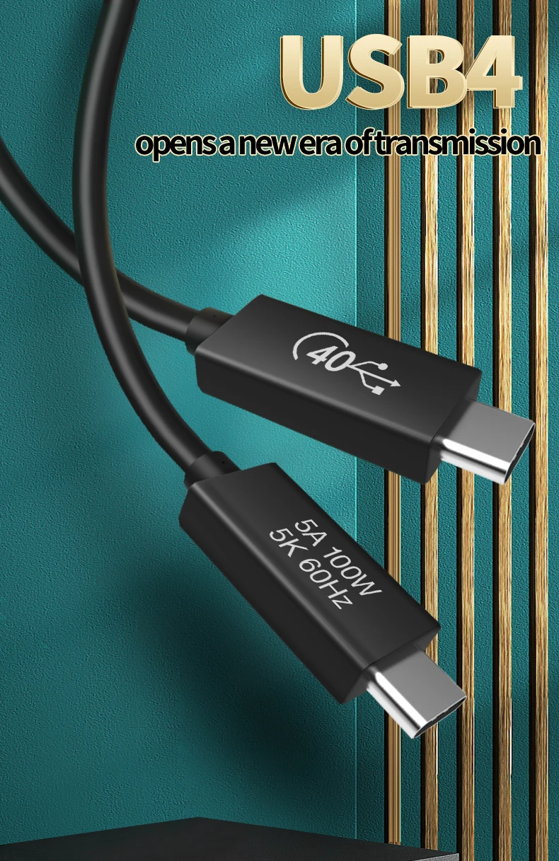 Коаксиальный кабель Pd100W Usb4 Gen3 Usb-C к 40 Гбит/с для Thunderbolt 3