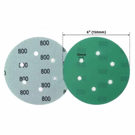 Wholesale abrasive  6 inch 150mm 6 holes green sand paper sanding disc for wood and metal