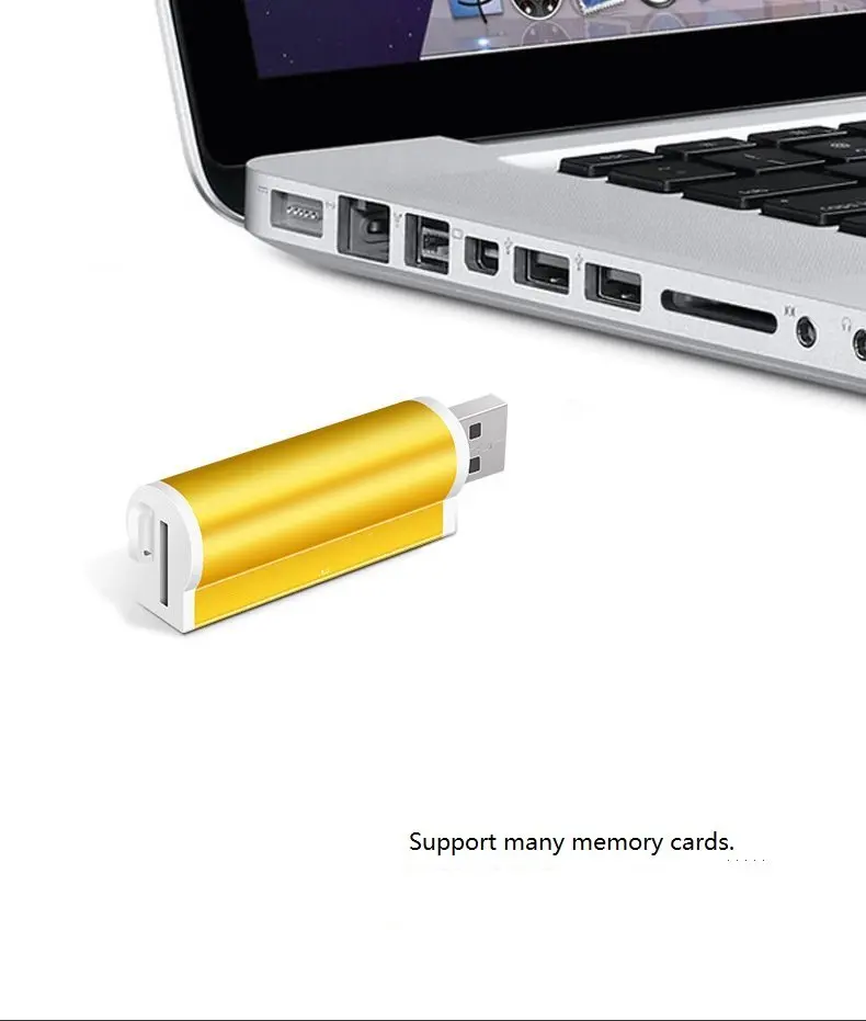 Алюминиевый сплав металлический все в одном Внешний USB кардридер считыватель карт памяти с несколькими