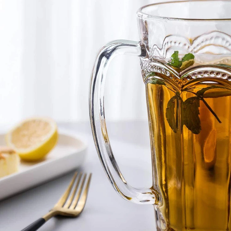 Glass drinking jug High quality 1L glass Jug glass Pitcher With Custom Logo