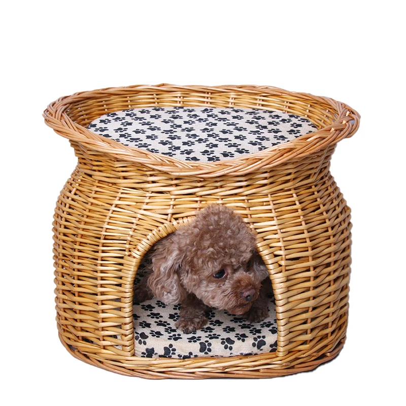 Long Dog Cat Cute Cozy Bed Small Wicker Baskets