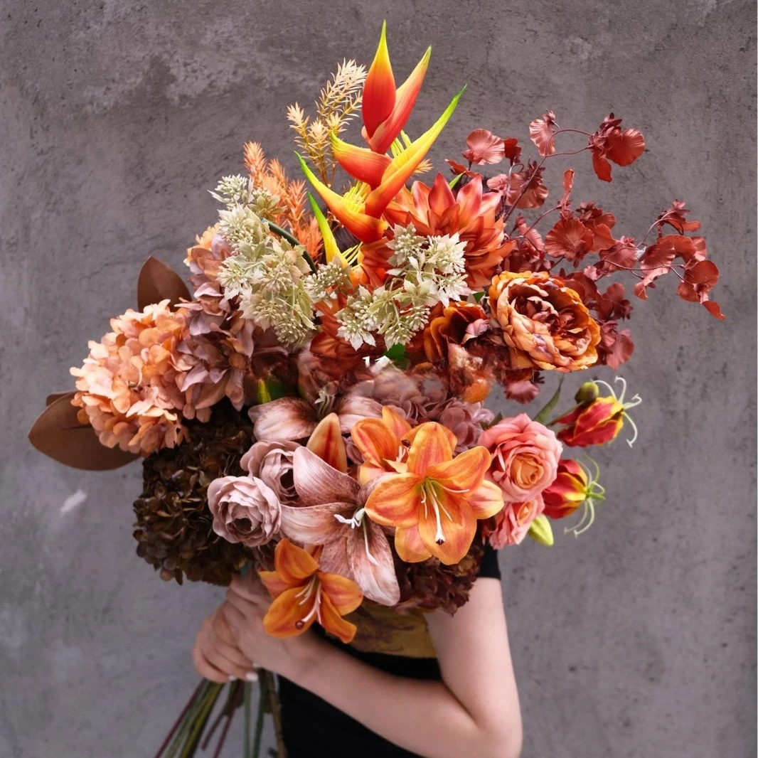 IG hot private customization advanced artificial flowers set fall suit wedding party garden layout props allergy free flowers