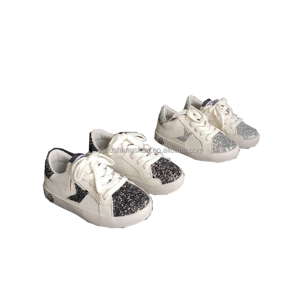 New Arrival Sequin Pattern Children Baby Star Board Shoes Unisex Boutique Kids Boys Girls Casual Soft Lace up Sneakers