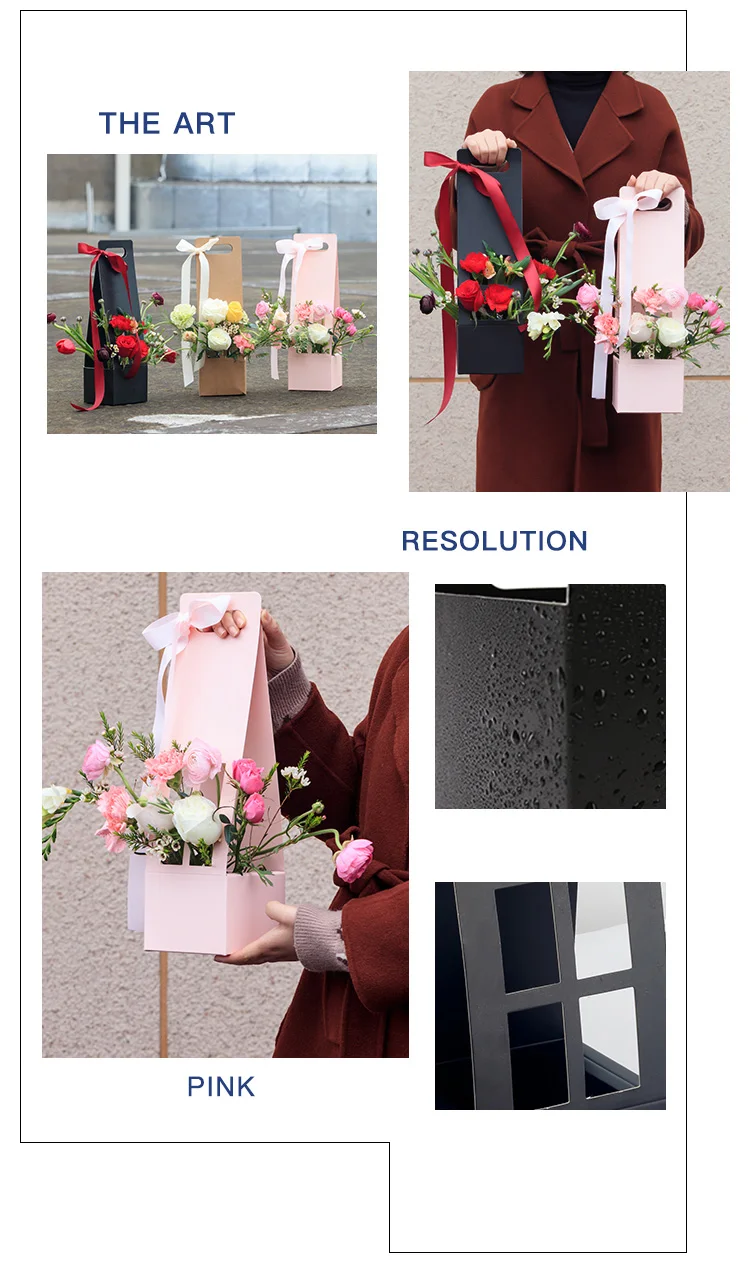 Factory direct paper flower box long stem flower box clear plastic flower box in low price