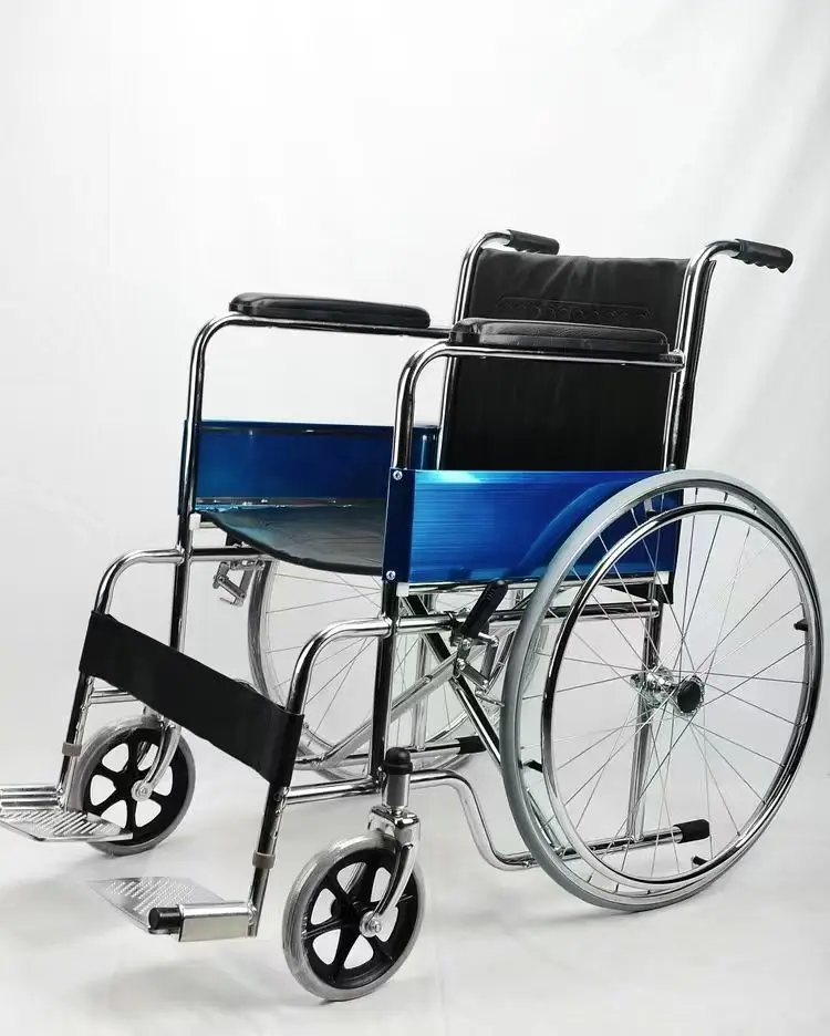 Steel manual wheelchair standard hospital active wheelchair for the elderly light portable rehabilitation medical wheelchair