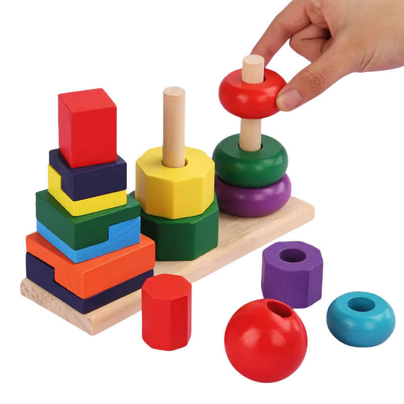 Stacker Toys Stackable Car Toys Rainbow Wooden Geometric for Kids Aged 2 to 4 and 5 to 7 Years Color Box Unisex Picture Playing