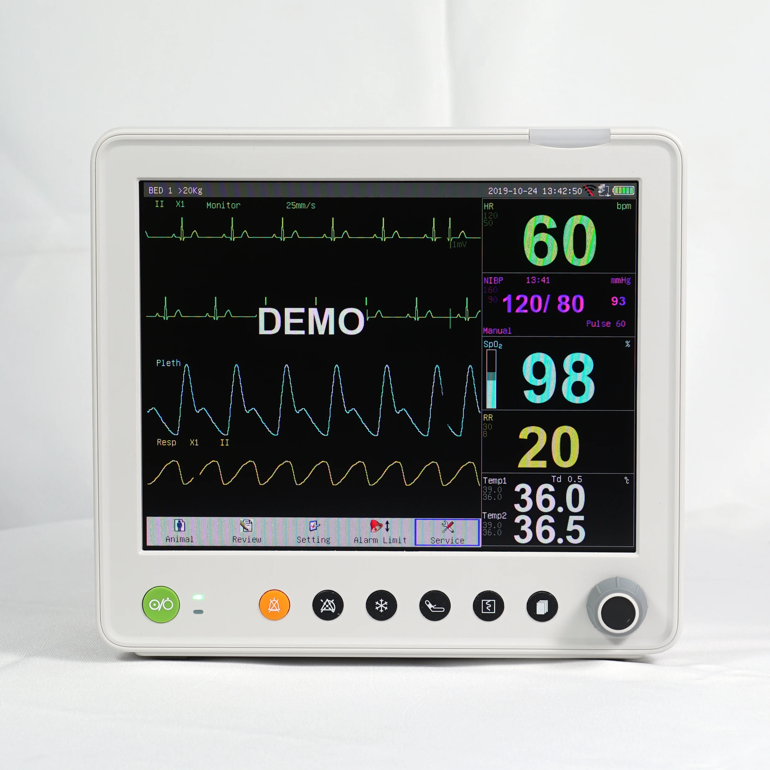 UN8000E 12 inch Medical Portable Multi Parameter Monitor machine