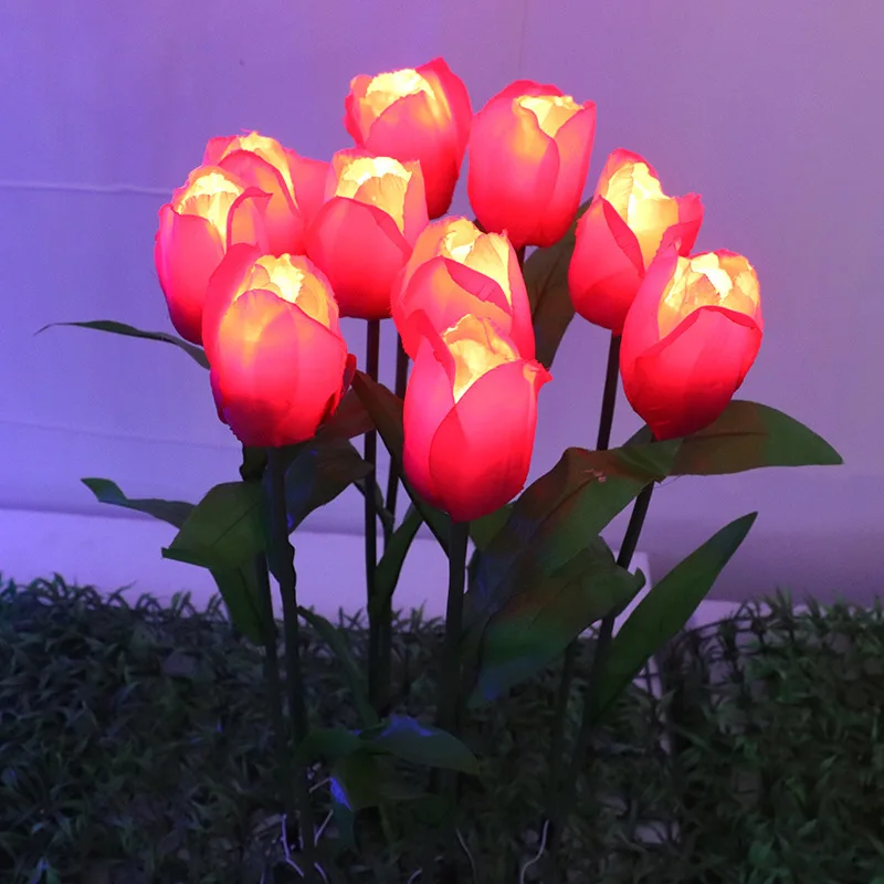 4 Pieces Led Bulbs Tulips Flower Solar Stick flower Lawn Light For Garden Decor