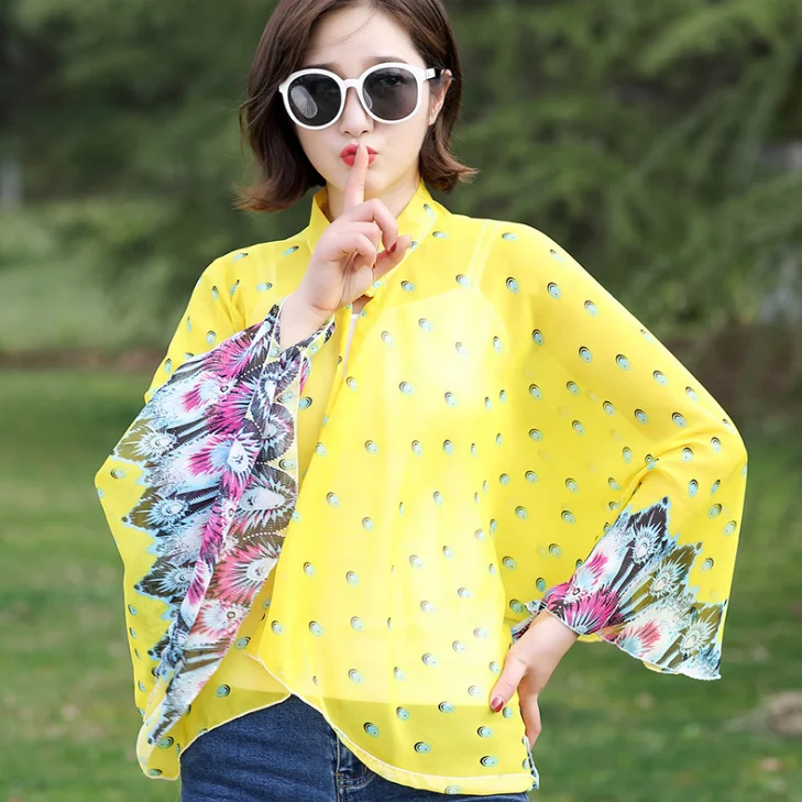 Ladies Car Riding Clothing Summer Printing Sleeve Cuff Shading Sunscreen Scarf Sun Uv Protection Shawls
