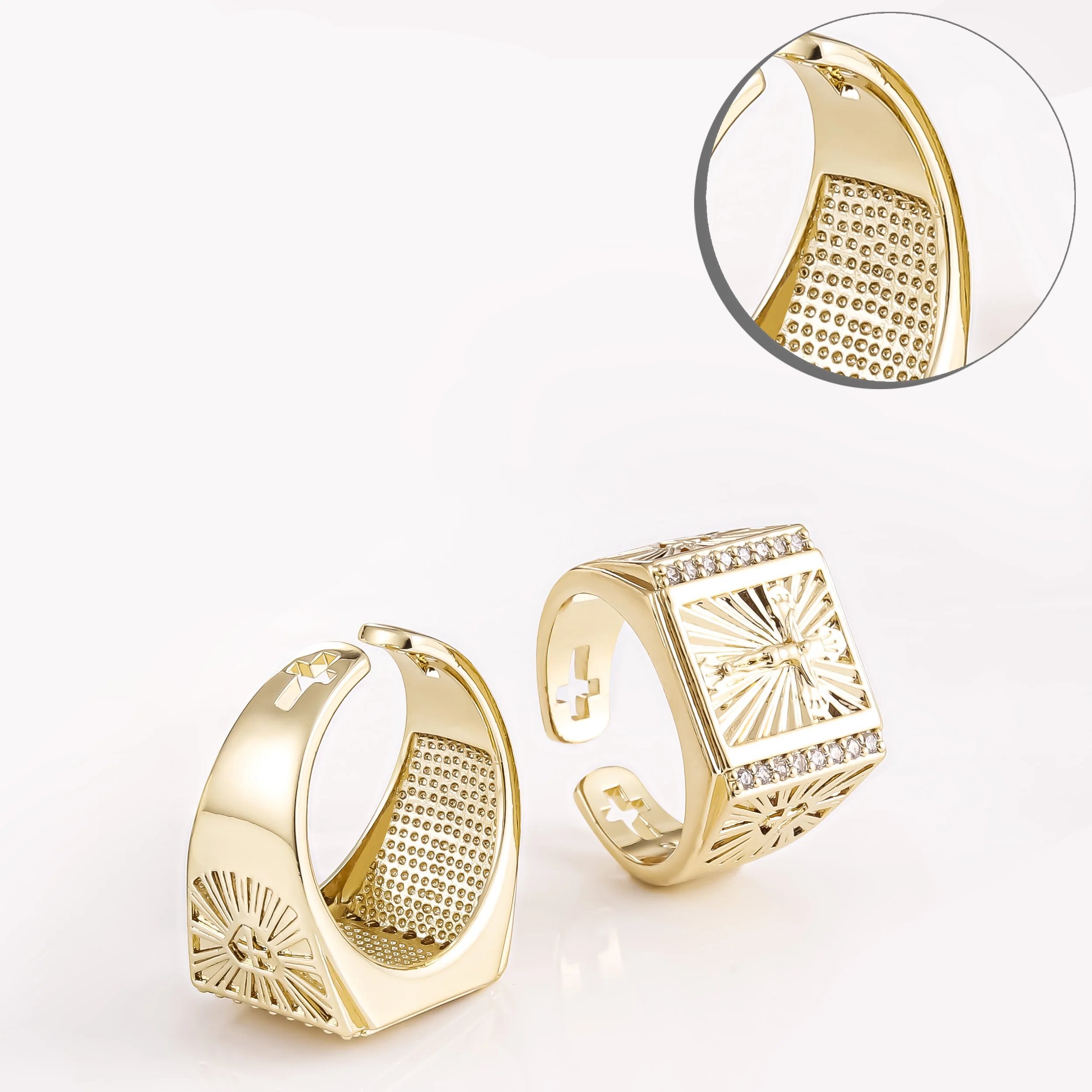 CM jewelry adjustable bahne homme fashion rings 14k gold plated zircon anillos para hombre religious san judas tadeo men ring