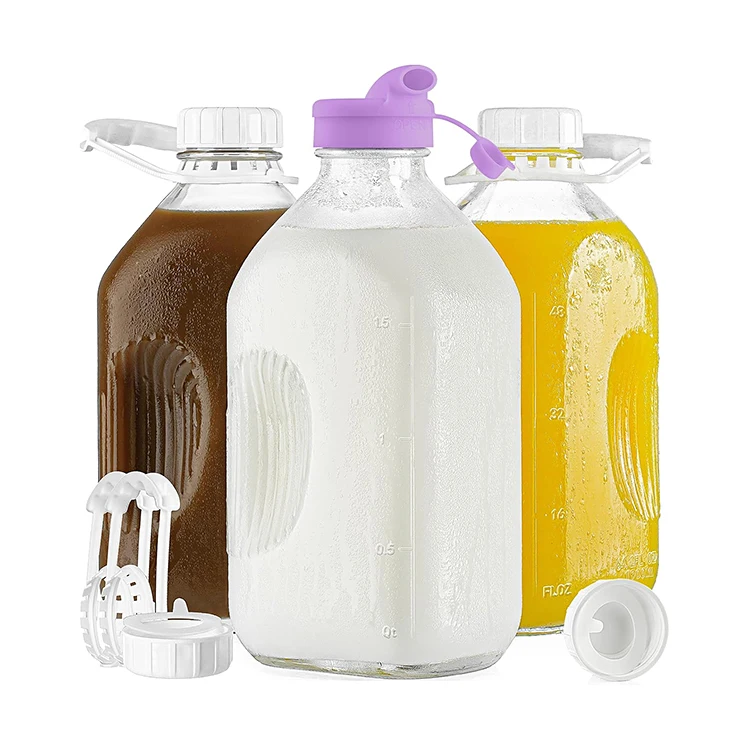 Wholesale custom logo empty milk bottle 1900ml milk glass bottle large capacity water bottles
