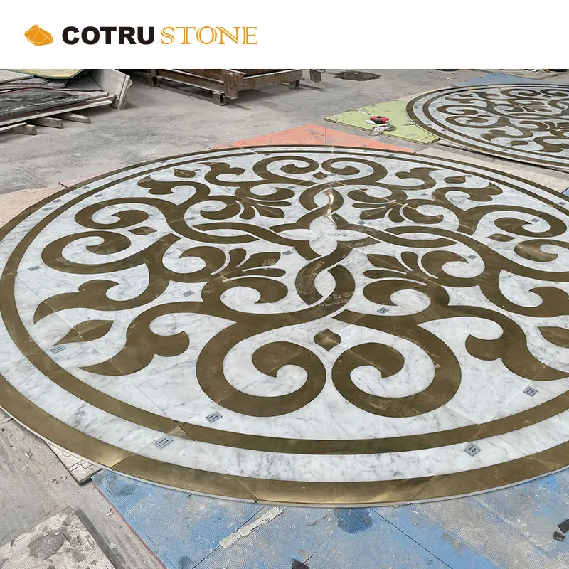 Manufacture Hot Sale Marble Medallions Waterjet Marble Tiles Stone Inlay Floor Patterns Square Marble Floor Medallions For Hotel