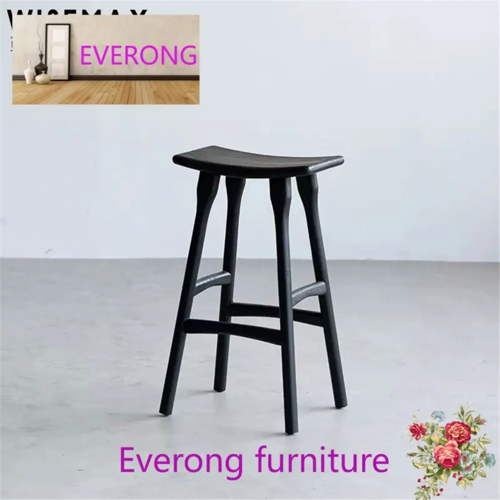 EV FURNITURE Japanese Style Restaurant Furniture Home Wood Dining Chair Solid Ash Wood Bar Stool Optional Bar Chair Design