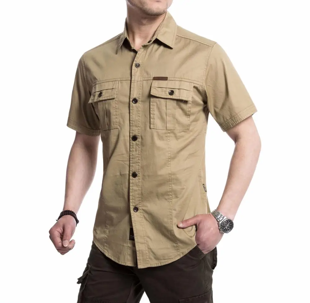 Full cotton cargo shirts for men cowboy short sleeve shirt oversized shirts men