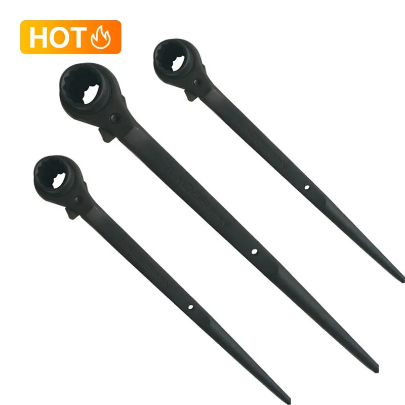 Linyi Queen 2 Pieces Spud Ratchet Set 3/4x 7/8 Inch Dual Socket Spud Ratchet 17mm x 19mm Metric Spud Ratchet Scaffold Wrench