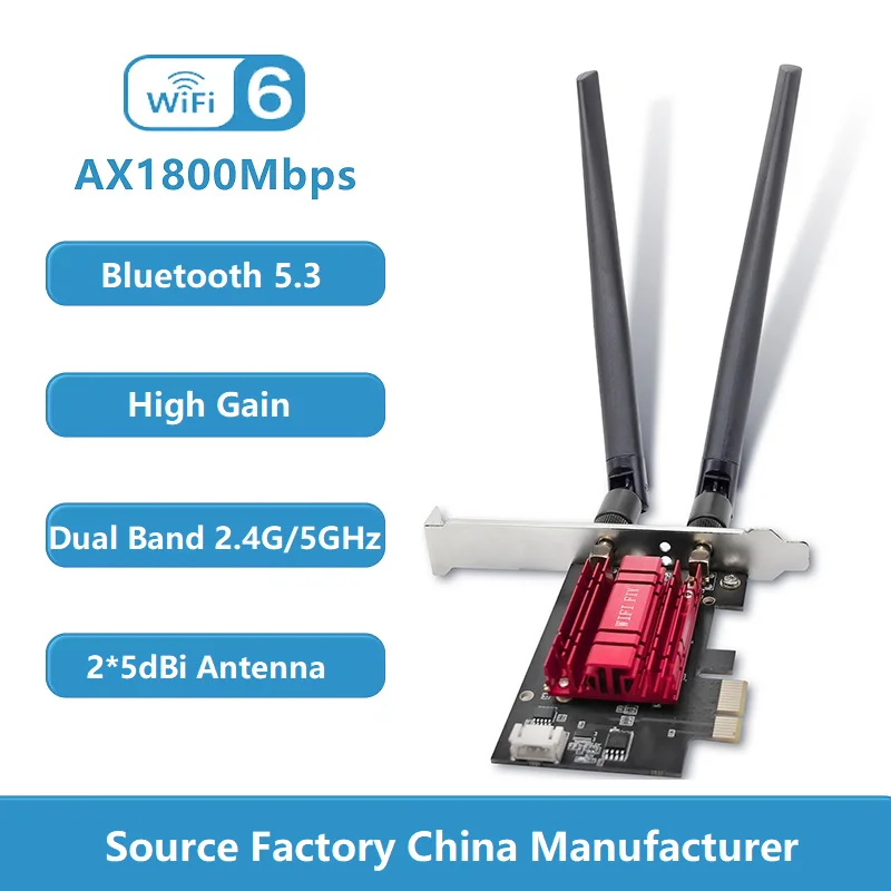 Беспроводная сетевая карта WiFi 6 со сверхнизкой задержкой с Bluetooth 5 3 AX1800 Двухдиапазонная беспроводная для ПК