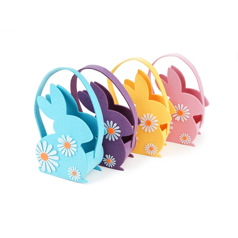 Wholesale Felt Bunny Easter Basket Cartoon Rabbit Candy Egg Storage Bag Easter Party Decoration for Kids