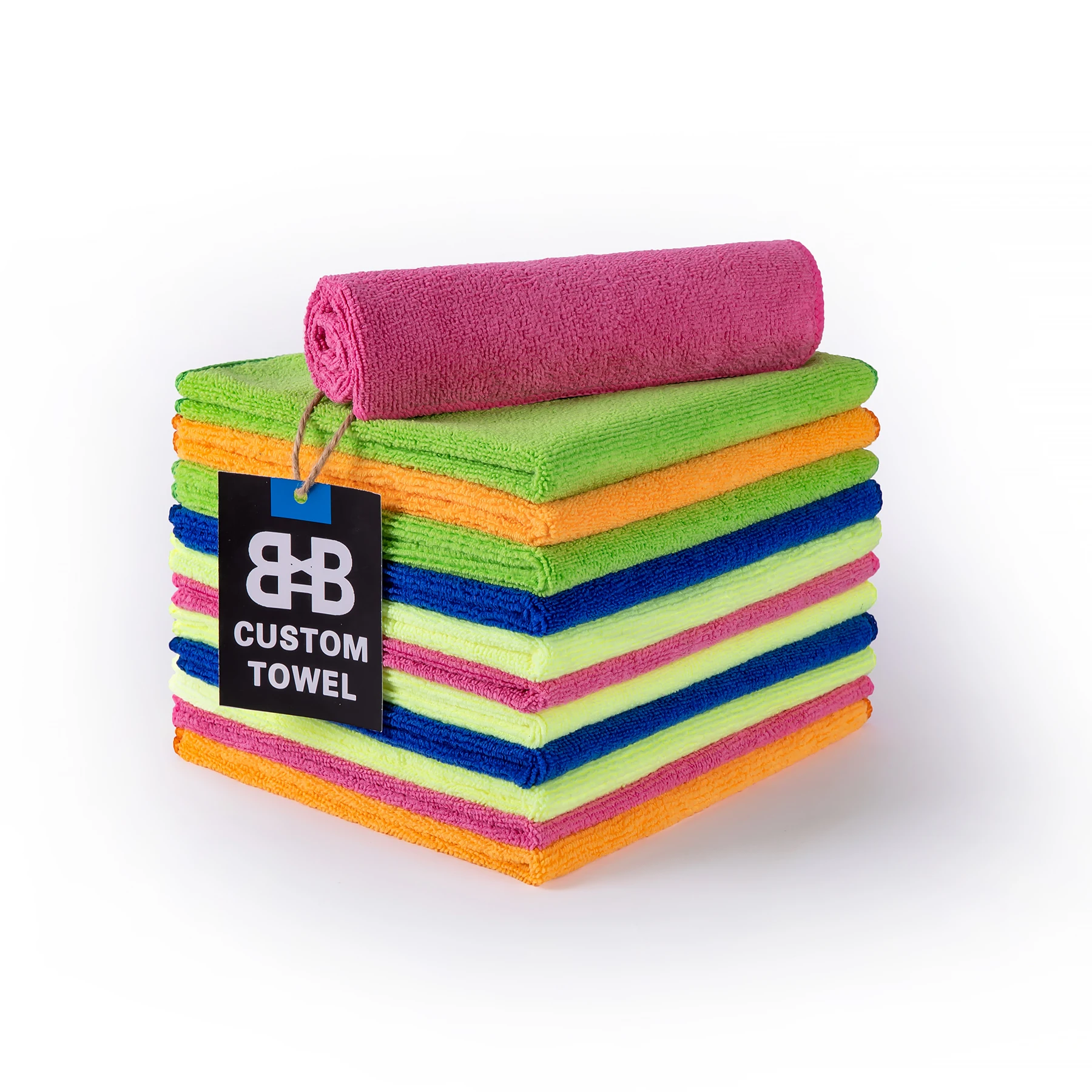 40X40cm 300gsm Recyclable high quality custom cleaning cloth wholesale for car kitchen cleaning black microfiber towel set