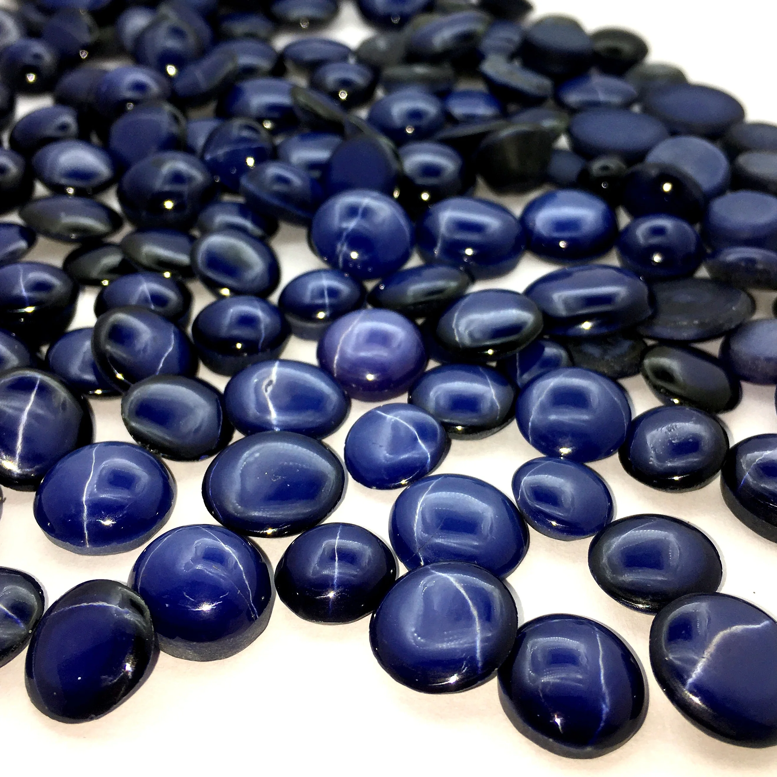 Blue Lindy Star Sapphire Oval Shape 6 Rays Loose Synthetic Gemstone Plain Lab Created Cabochon Making Jewelry Wholesaler Price