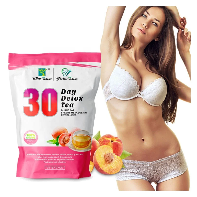 Customized 30 days Detox tea slimming teabags Peach Flavor fat burning flat tummy weight loss slim tea belly fat burn