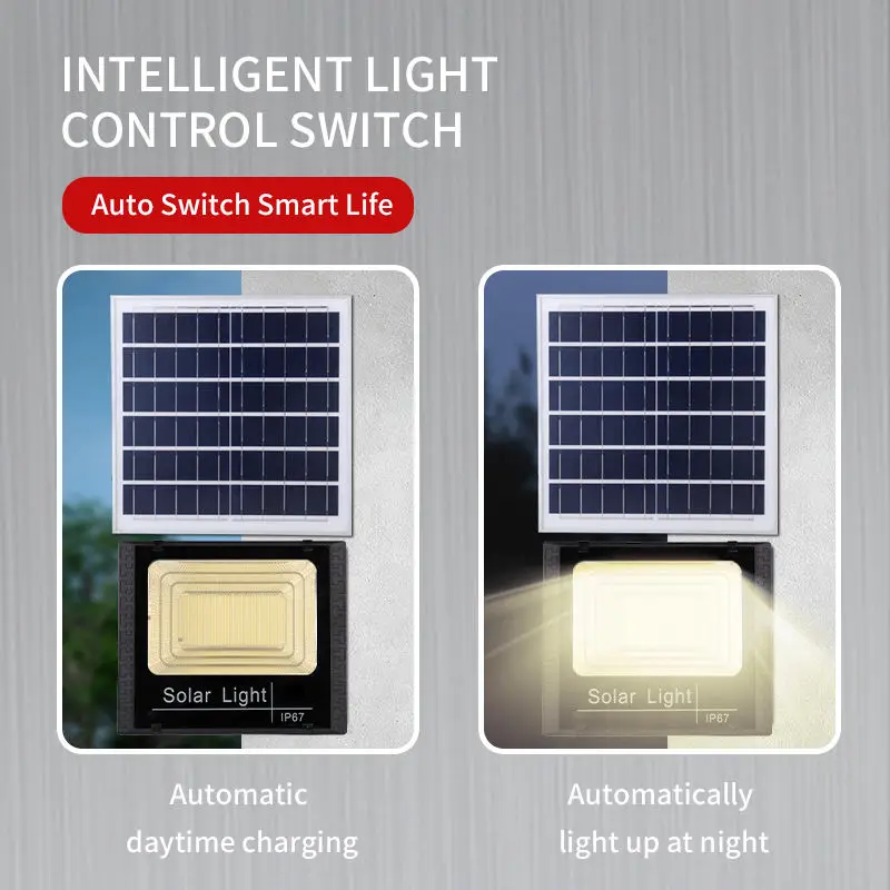 Projecteur Solaire Waterproof Outdoor Lights Wall Mounted 25W 50W 100W 200W 300W 500W 600W 800W 1000W Solar Floodlights