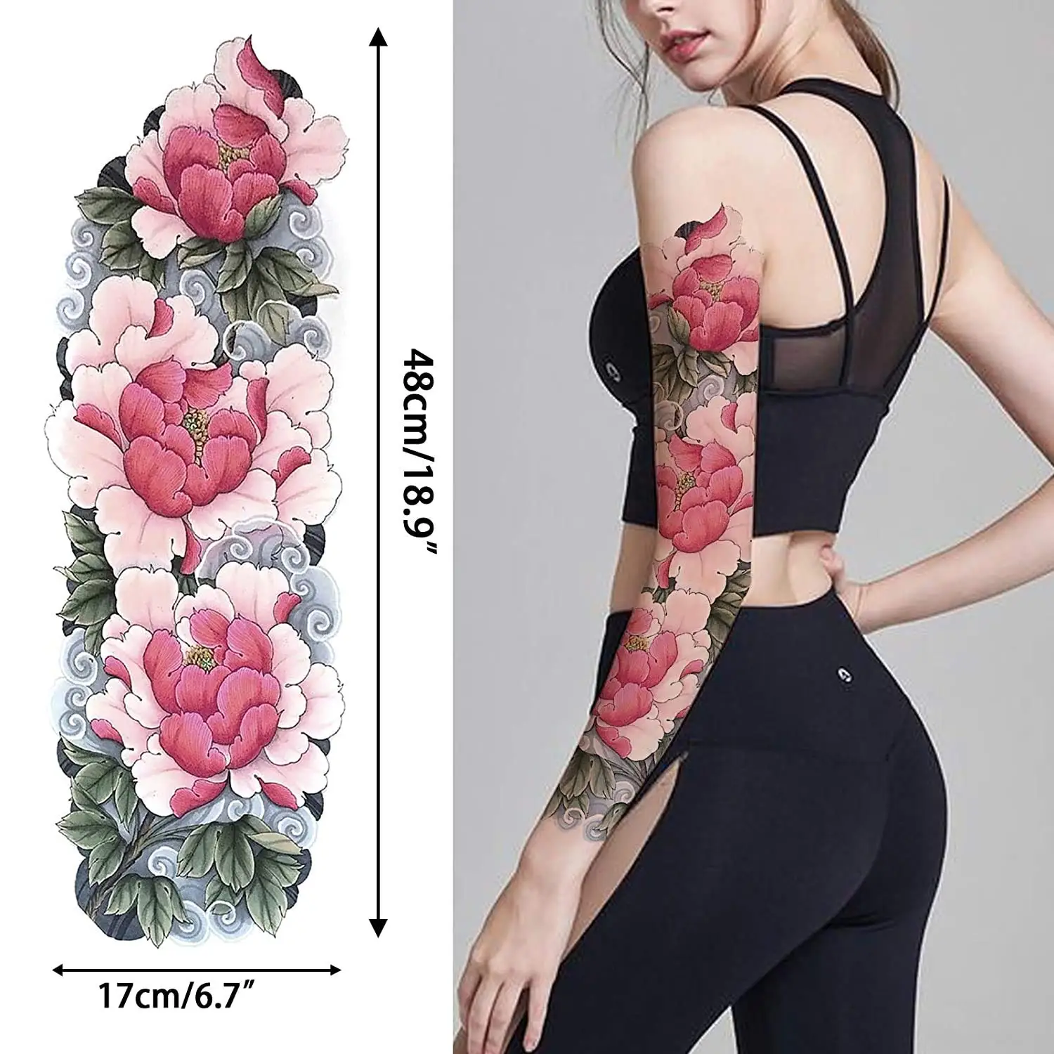 Beautiful Full Arm Tattoos Flowers Waterproof temporary tattoo sleeves sticker