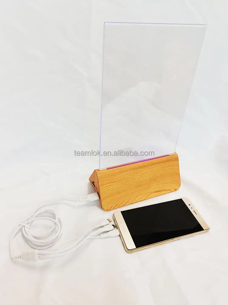 Menu Holder Power Bank Advertising LED Display Stand 2 USB External Battery Charger Multiple Charging Station