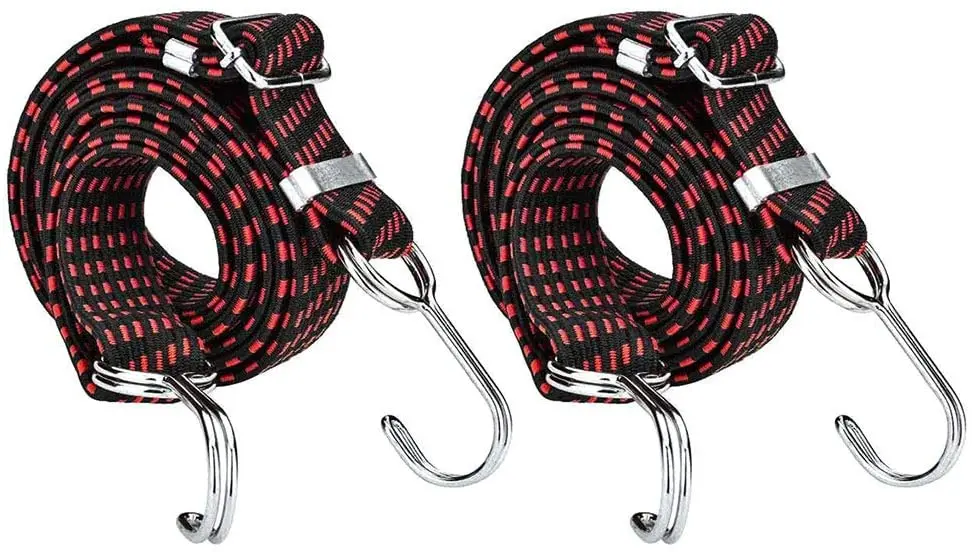 Adjustable Flat Bungee cord Elastic Straps with Hooks Heavy Duty Cord for Luggage